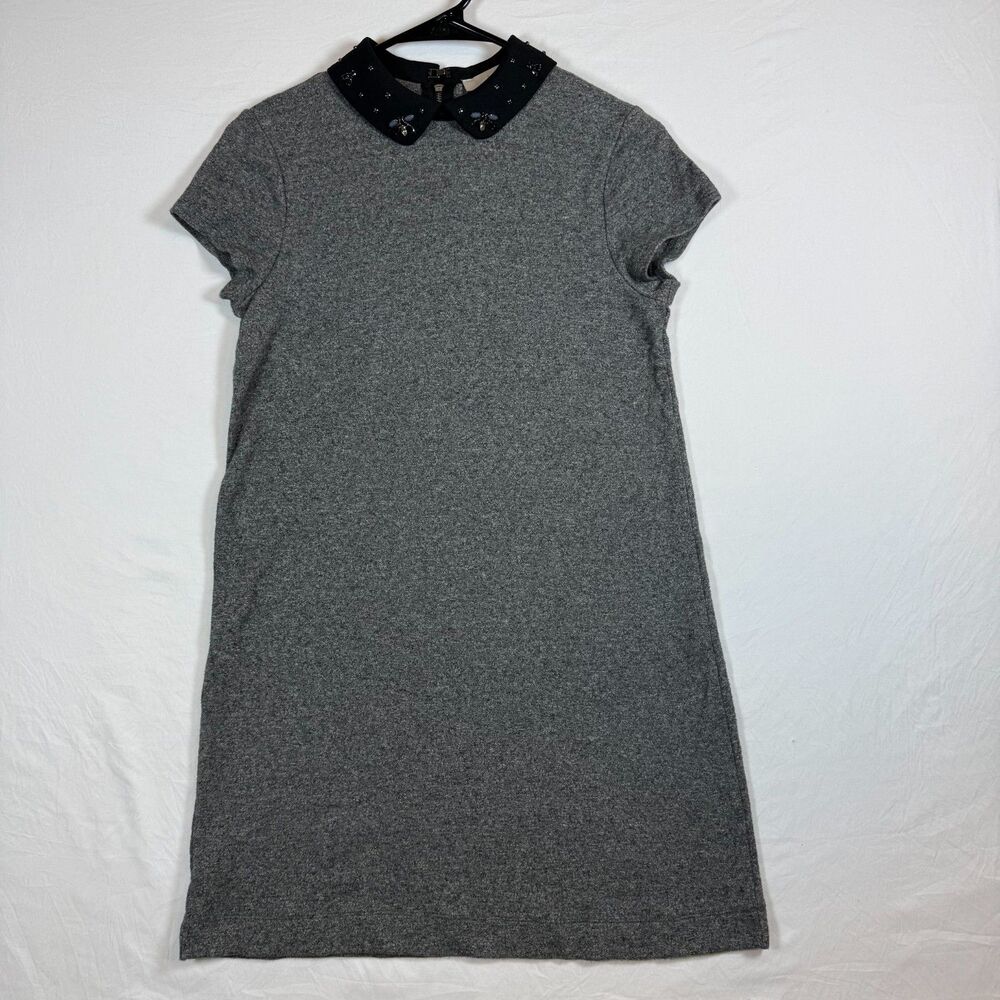 Ann Taylor LOFT Embellished Collar Shift Dress Gray Size S